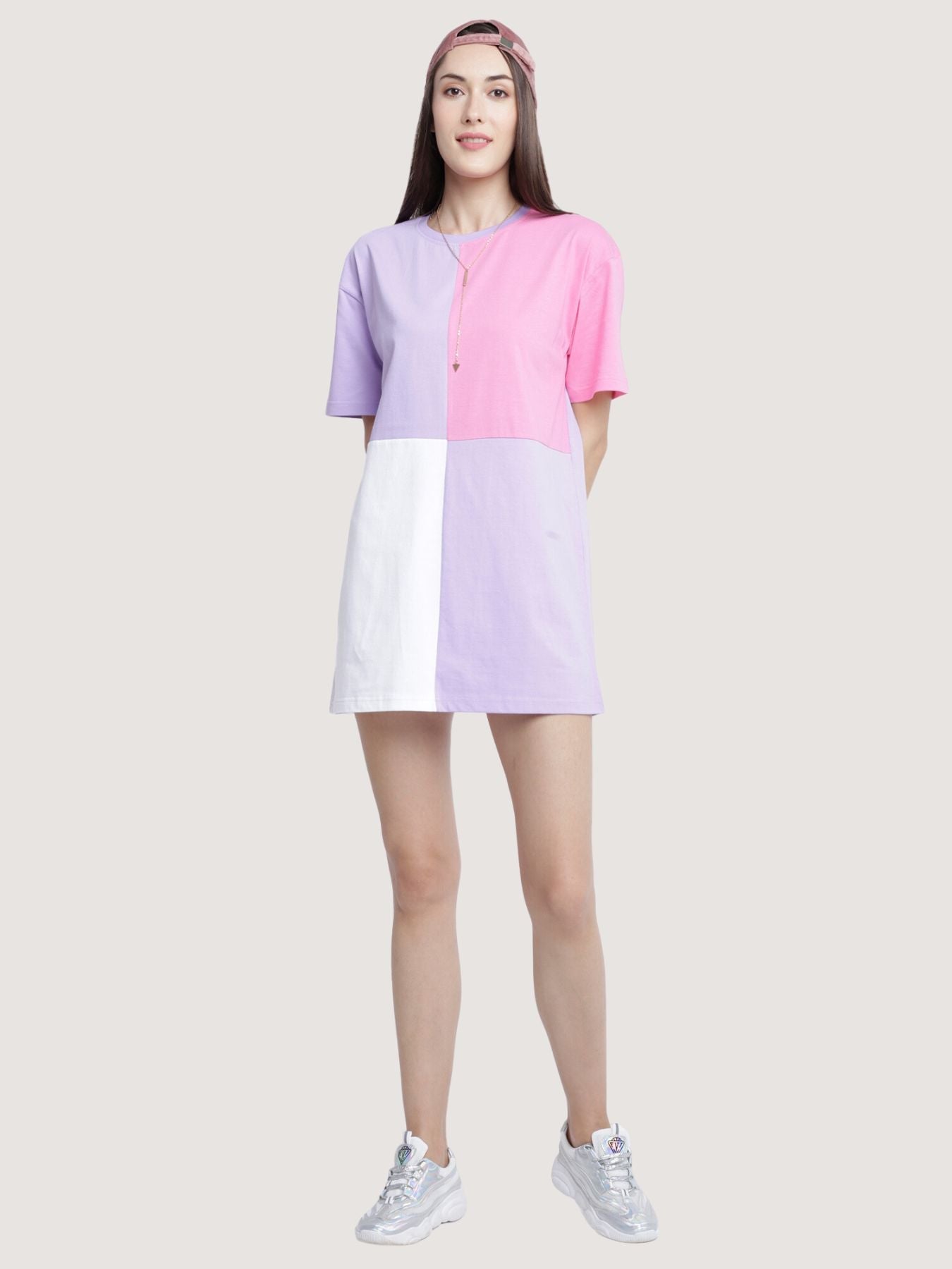 Lavender Oversized Colourblock Tshirt