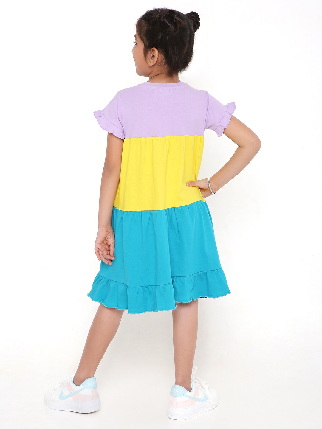 Kids Colourblock Flared Dress