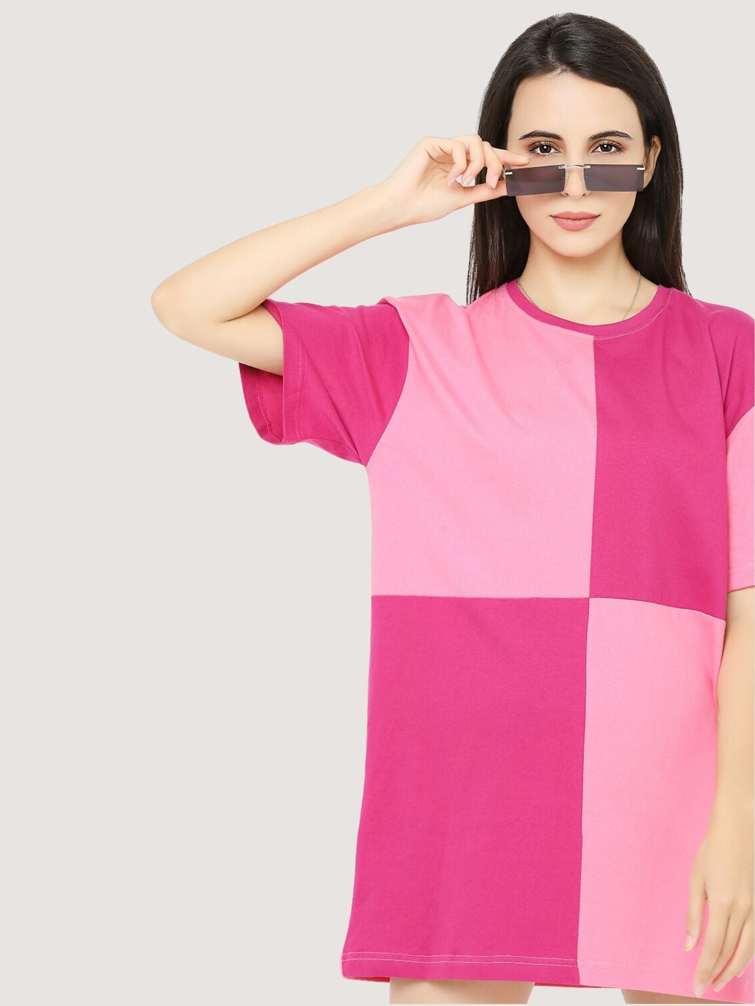 Blush Pink Oversized Colourblock Tshirt