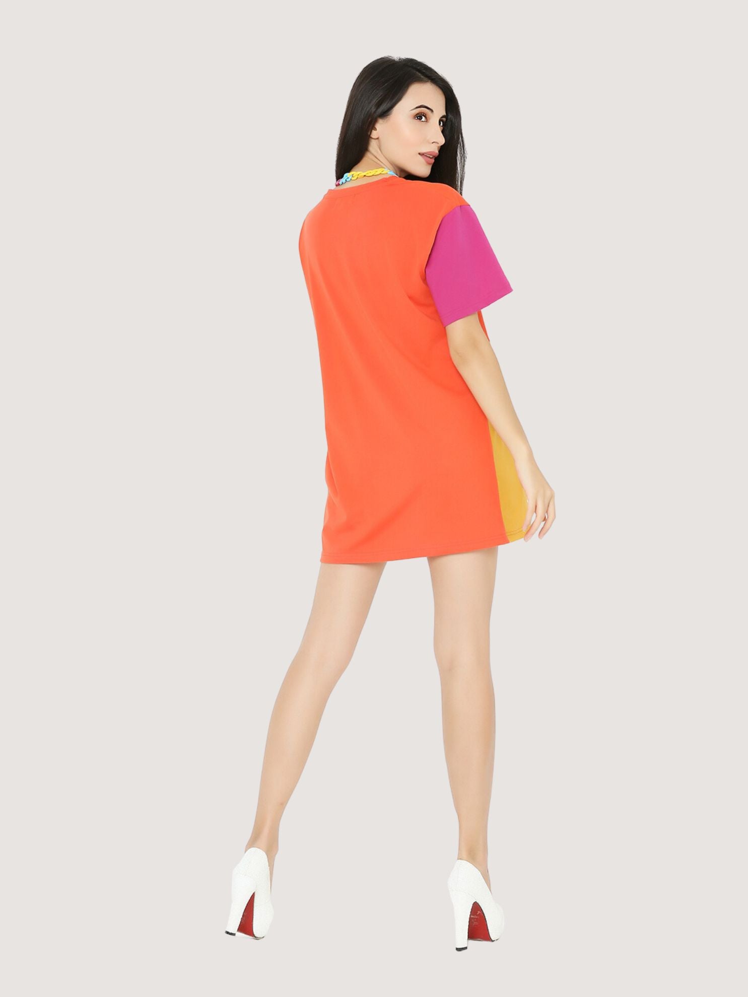 Orange Oversized Colourblock Tshirt