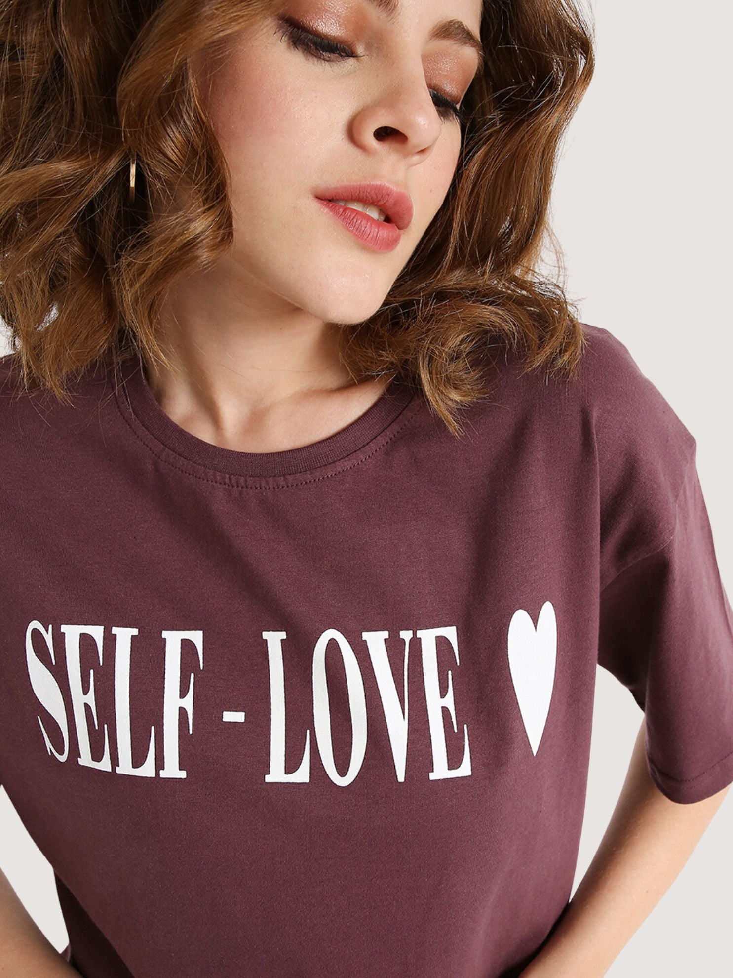 Slogan Printed Oversized Tshirt Self Love